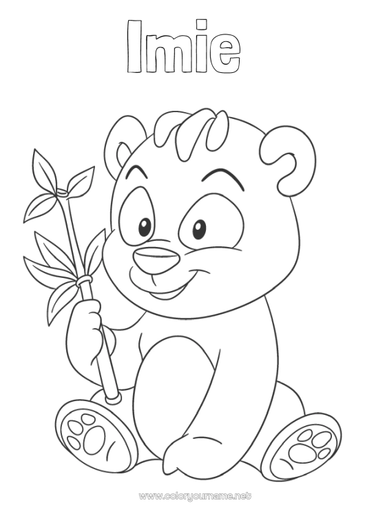 Kolorowanka do wydruku Słodki Zwierzę Panda Inne zwierzęta świata