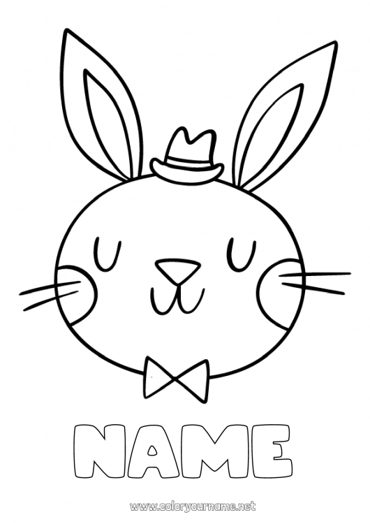 Coloring page to print Bunny Animal Easter Easy coloring pages Forest animals