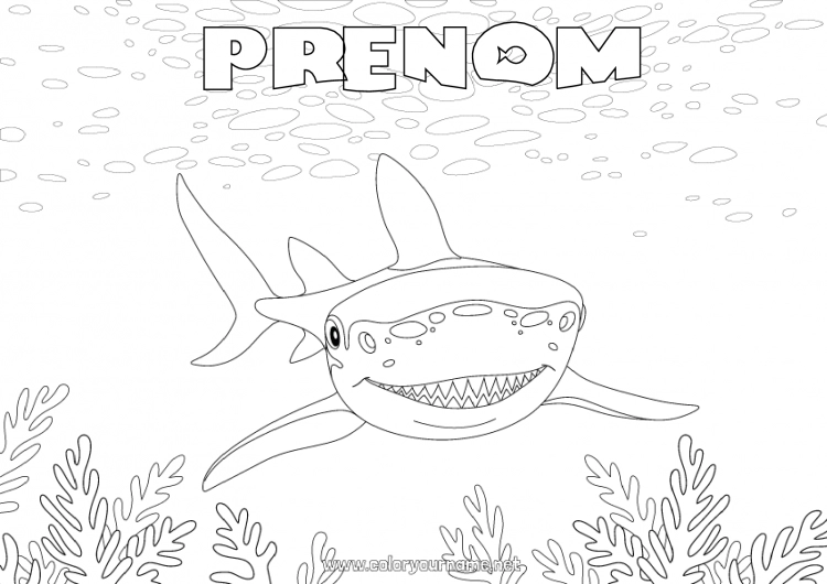 Coloriage à imprimer Mer Requin Animaux marins ou aquatique