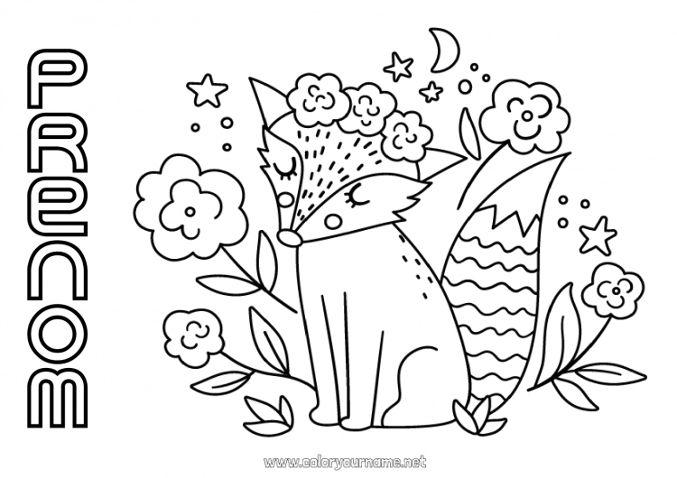 Coloriage à imprimer Fleurs Renard Animal Animaux de la forêt