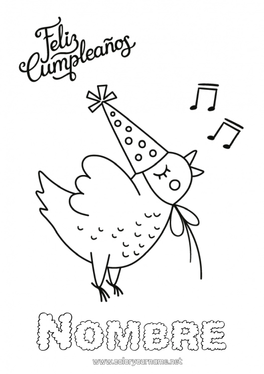 Dibujo para colorear para imprimir Cumpleaños Gallina Animales Dibujos fáciles para colorear Mensaje de feliz cumpleaños (inglés) Animales de granja