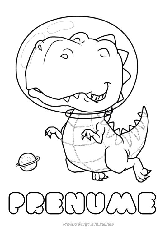 Pagină de colorat de imprimat Dinozauri Animal Spațiu Astronaut Meserii de explorare