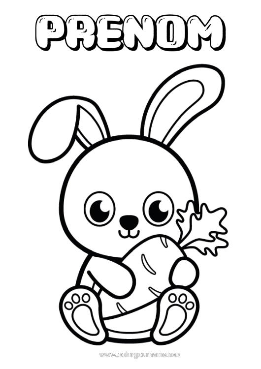 Coloriage à imprimer Mignon Lapin Animal Coloriages faciles Animaux de la forêt