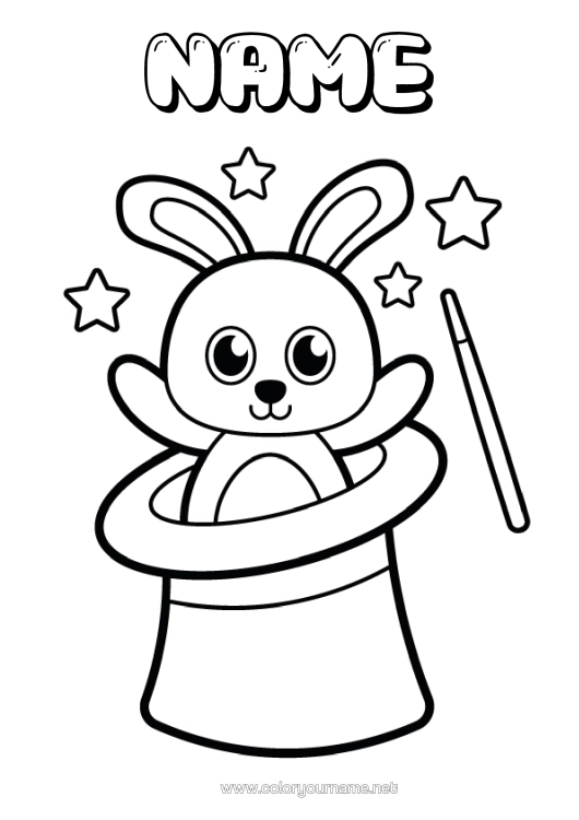 Colouring page to print Rabbit Animal Easy Colouring Pages Forest Animals
