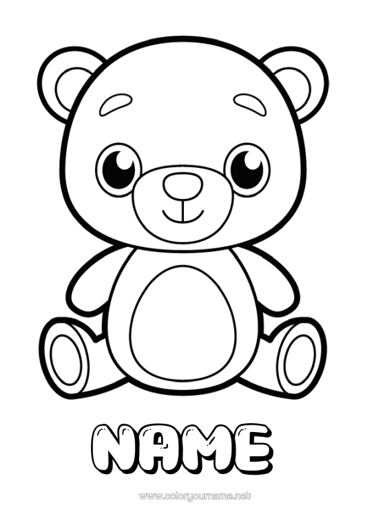 Colouring page to print Bear Cute Animal Teddy Bear Easy Colouring Pages Forest Animals