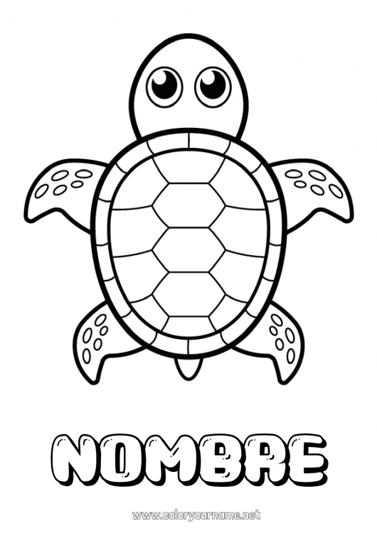 Dibujo para colorear para imprimir Lindo Tortuga Animales Dibujos fáciles para colorear Reptiles