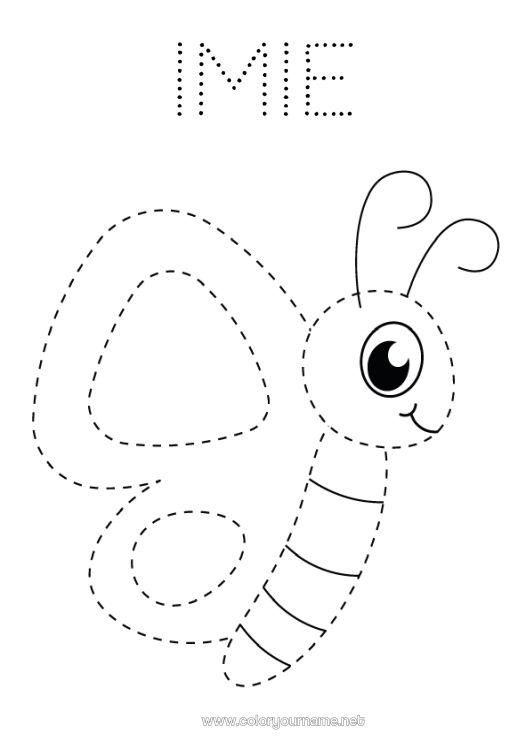 Kolorowanka do wydruku Słodki Motyl Aktywności dla dzieci Zwierzę Łatwe kolorowanki Śledź i koloruj Owady