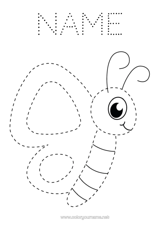 Colouring page to print Cute Butterfly Children's Activities Animal Easy Colouring Pages Trace And Colour. Insects