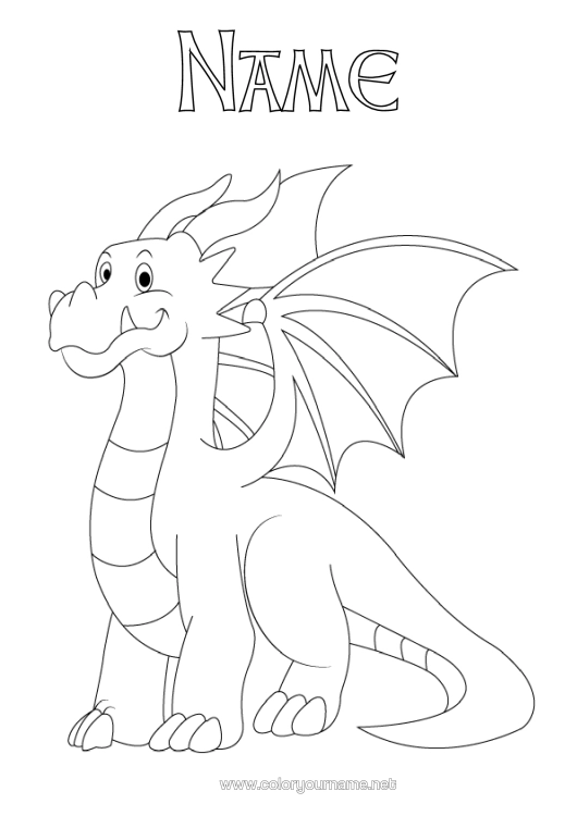 Colouring page to print Dragon Animal Dragons, Unicorns, And Fantastical Creatures
