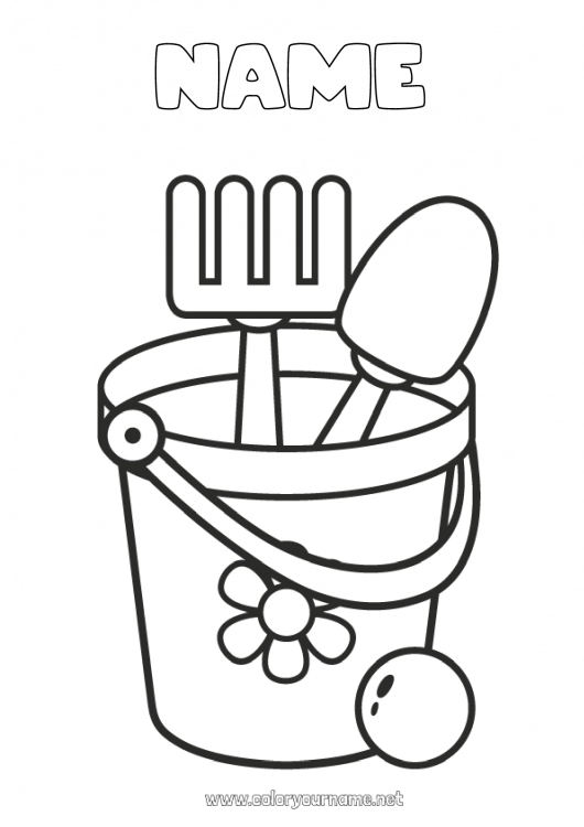 Coloring page to print Toys Easy coloring pages Beach bucket Games and toys