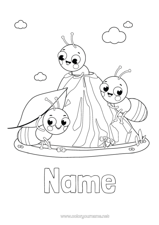 Colouring page to print Animal Intermediate Colouring Sheets Ant Insects
