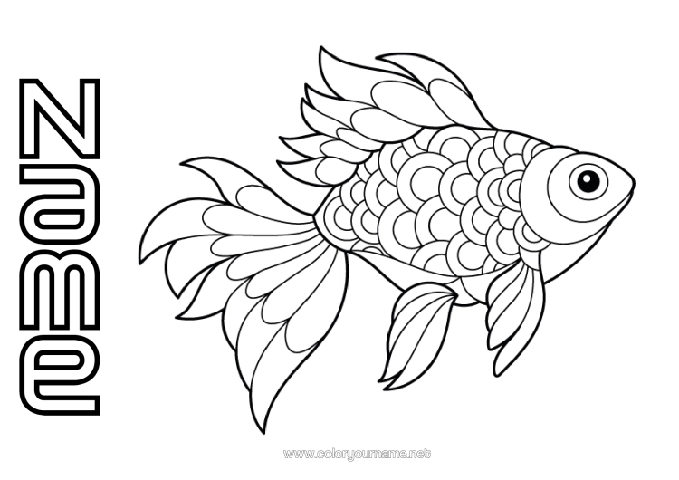 Colouring page to print Animal Fish April Fool's Day Marine Or Aquatic Animals