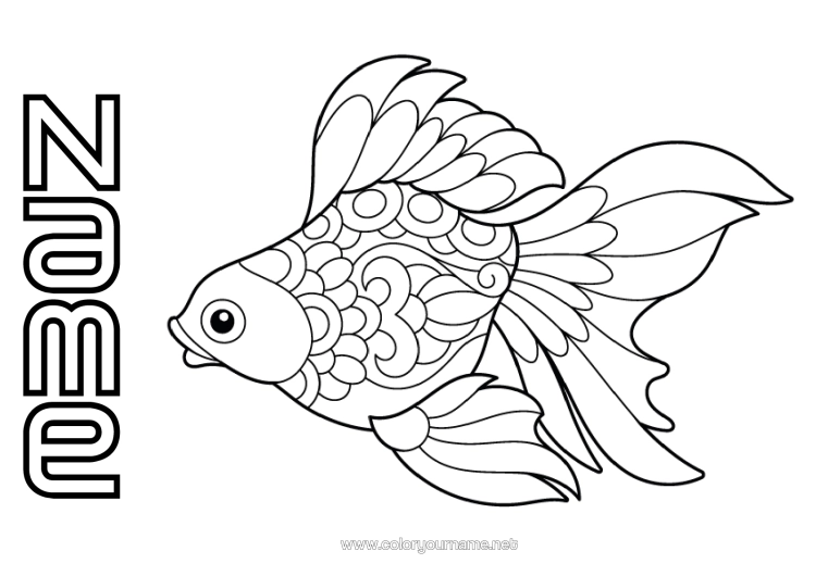 Colouring page to print Animal Fish April Fool's Day Marine Or Aquatic Animals