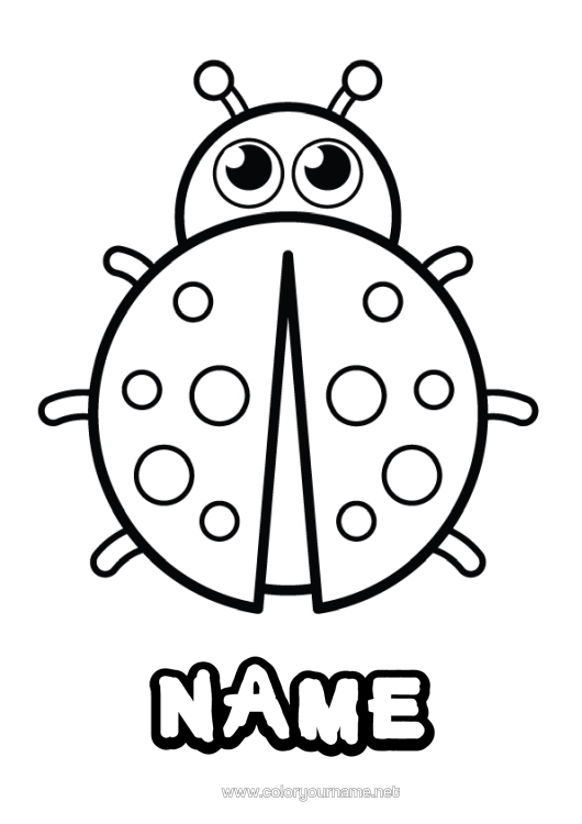 Colouring page to print Animal Ladybird Easy Colouring Pages Insects