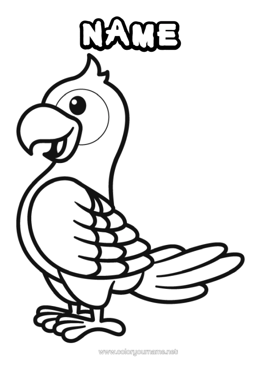 Colouring page to print Bird Summer Animal Parrot Easy Colouring Pages Birds And Flying Mammals