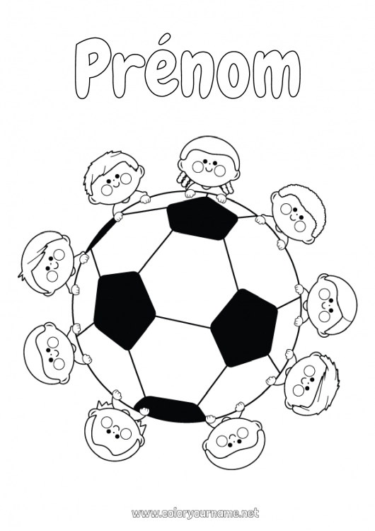 Coloriage à imprimer Football Ballon de foot Sport Sports d'équipe Footballeur footballeuse