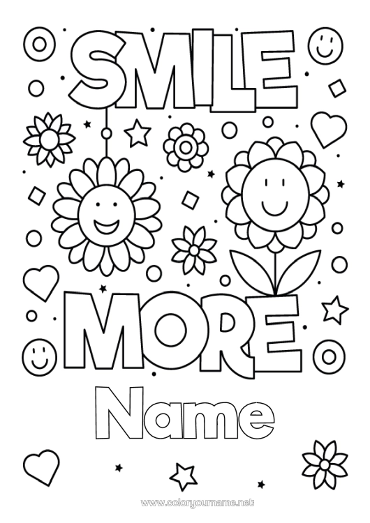 Colouring page to print Flowers Positive Smilley