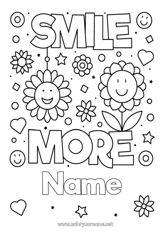 Coloring page to print Flowers Positive Smiley