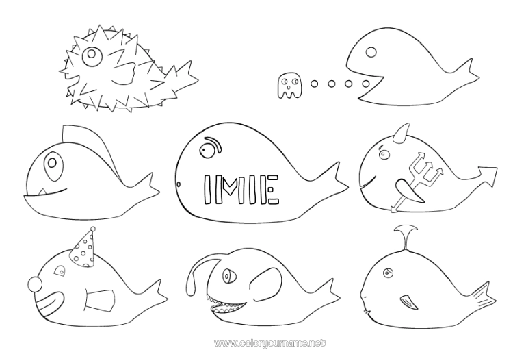 Kolorowanka do wydruku Zwierzę Ryba Prima aprilis Kolorowanki pośrednie Zwierzęta morskie lub wodne