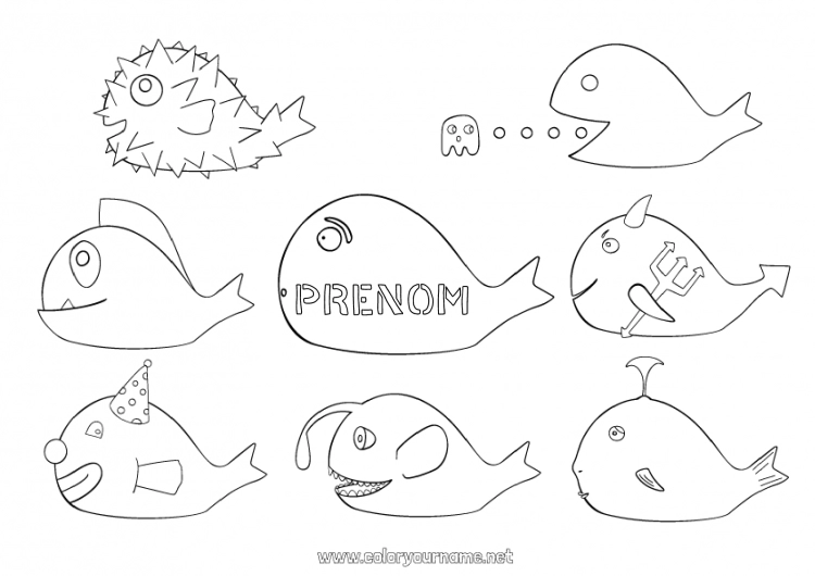 Coloriage à imprimer Animal Poisson Poisson d'avril Coloriages intermédiaires Animaux marins ou aquatique