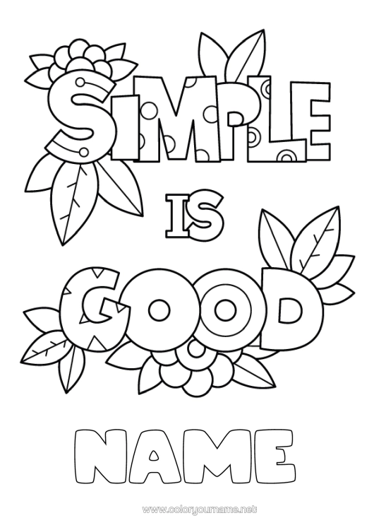 Colouring page to print Flowers Positive