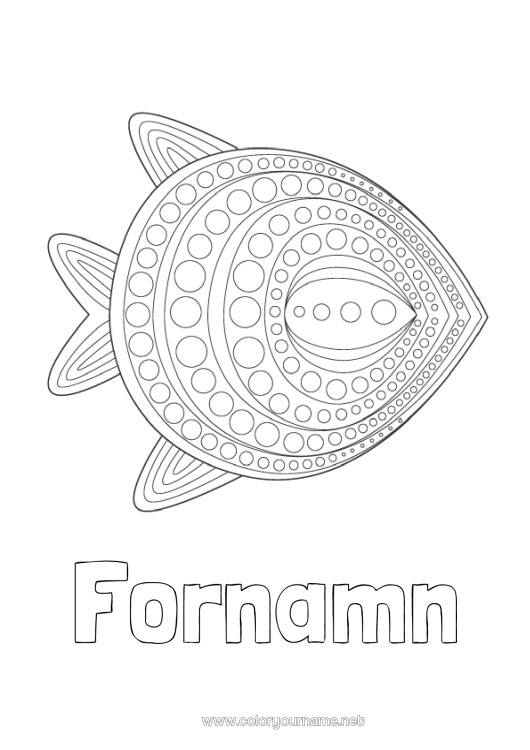 Färgläggningssida att skriva ut Djur Fisk Aprilskämt Mellannivå färgläggningar Marina djur eller vattenlevande djur