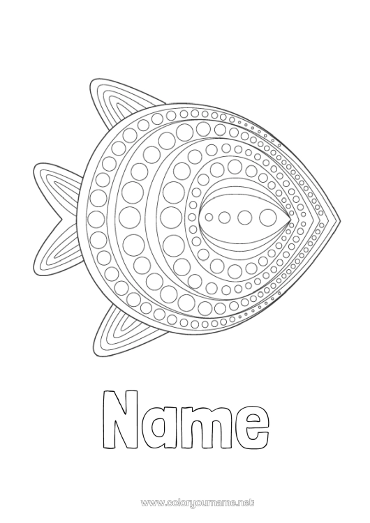 Colouring page to print Animal Fish April Fool's Day Intermediate Colouring Sheets Marine Or Aquatic Animals