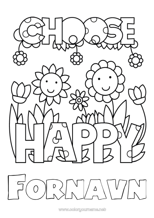Fargeleggingssiden til utskrift Blomster Positiv