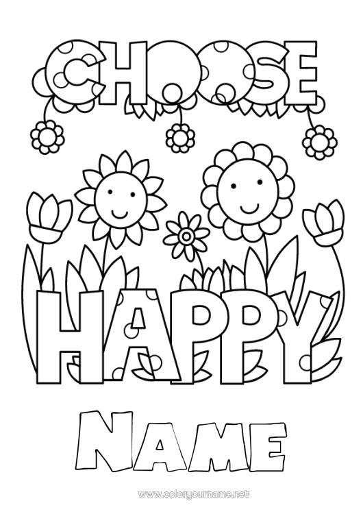 Colouring page to print Flowers Positive