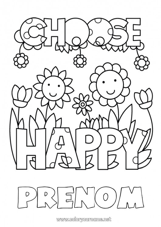 Coloriage à imprimer Fleurs Positif