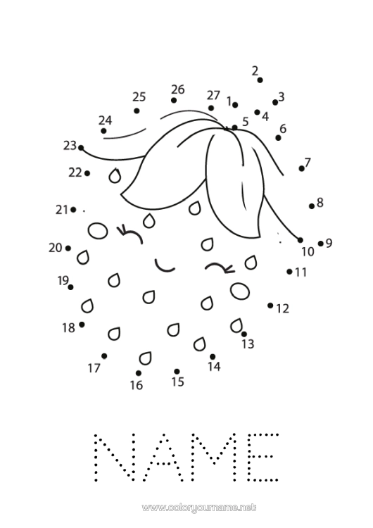 Colouring page to print Cute Cute Children's Activities Connecting Points Fruit Strawberry Connect The Numbers