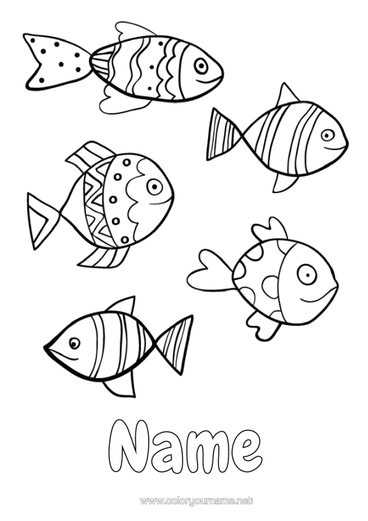 Colouring page to print Animal Fish April Fool's Day Marine Or Aquatic Animals