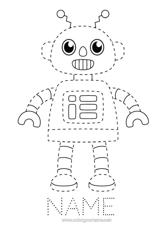 Colouring page to print Robot Children's Activities Connecting Points Easy Colouring Pages Trace And Colour.