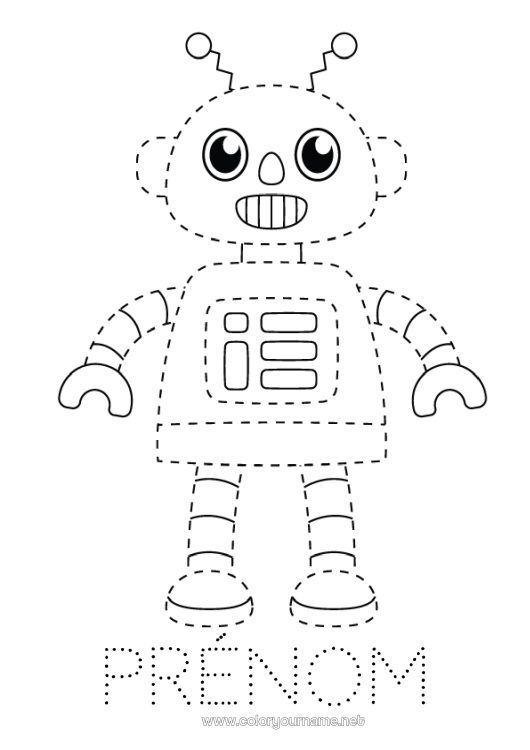 Coloriage à imprimer Robot Activités enfants Points à relier Coloriages faciles Trace et colorie