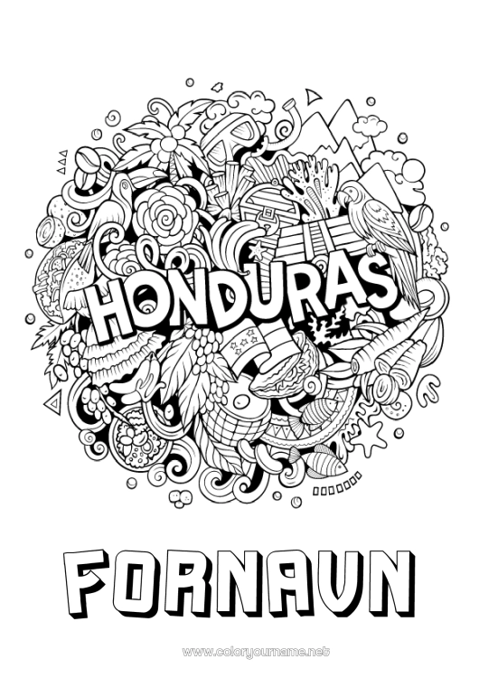 Farvelægningssiden til udskrivning Geografi Symboler Land