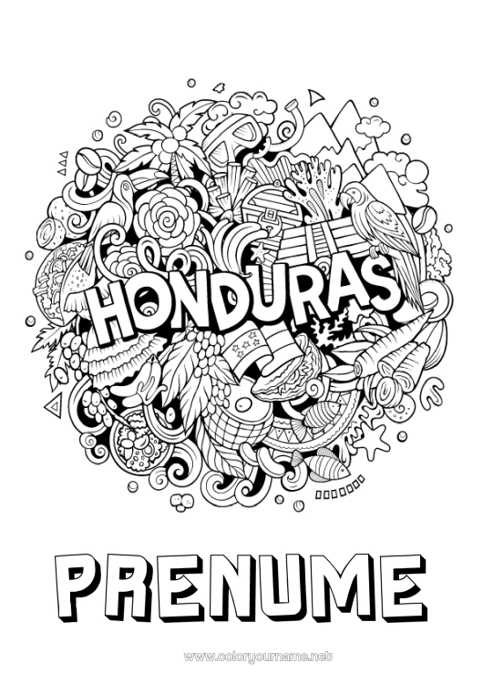 Pagină de colorat de imprimat Geografie Simboluri Țară