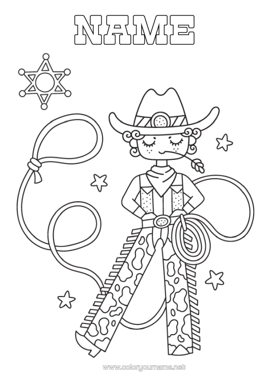 Colouring page to print United States Of America Cowboy Country Wild West