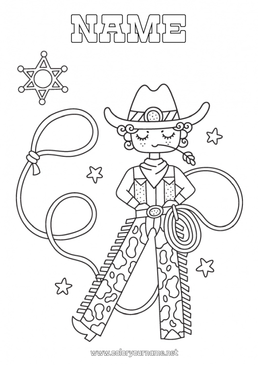 Coloring page to print USA Cowboy Country Far West