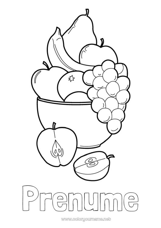 Pagină de colorat de imprimat Mâncare Fructe