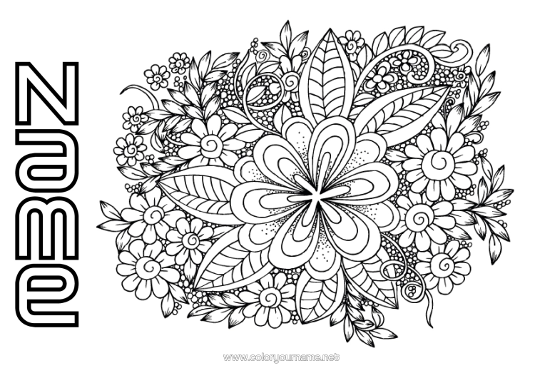 Colouring page to print Flowers Calm And Zen Mandala