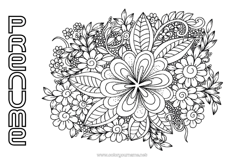 Pagină de colorat de imprimat Flori Liniștit și zen Mandala