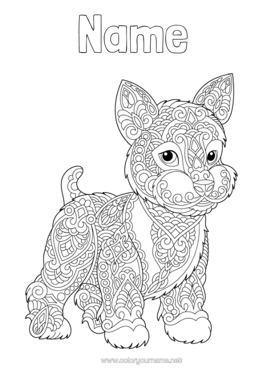 Colouring page to print Calm And Zen Mandala Dog Animal Dogs And Cats