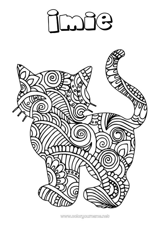 Kolorowanka do wydruku Spokojny i zen Kot Mandala Zwierzę Zentangle Psy i koty