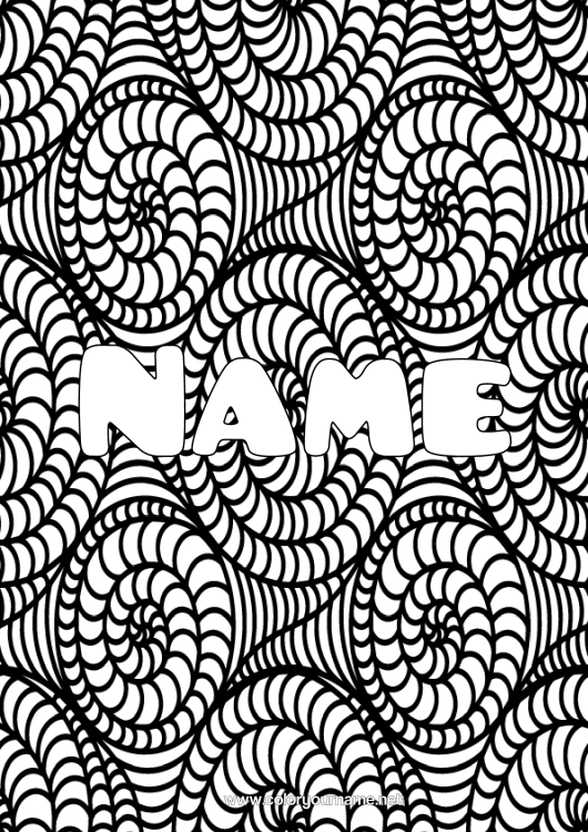 Colouring page to print Calm And Zen Art Mandala Decorated Name Zentangle