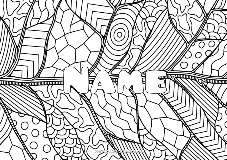 Colouring page to print Calm And Zen Art Decorated Name