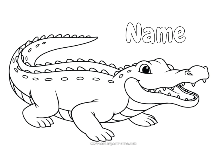 Colouring page to print Crocodile Animal Easy Colouring Pages Reptiles Realistic