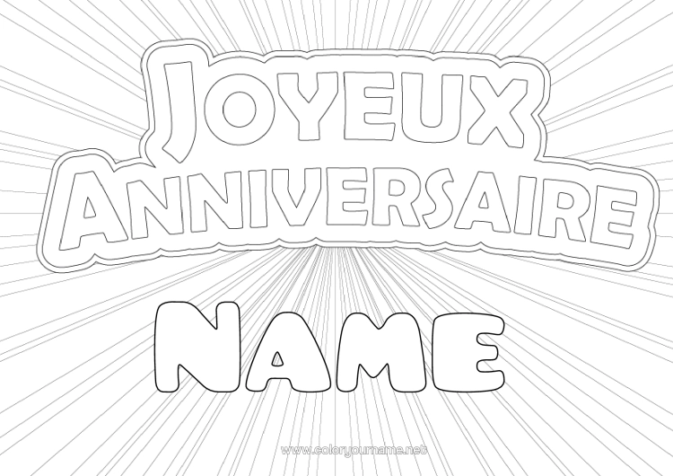 Colouring page to print Birthday Mandala Intermediate Colouring Sheets