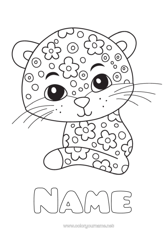 Colouring page to print Cute Animal Easy Colouring Pages Leopard Wild Animals Of Africa