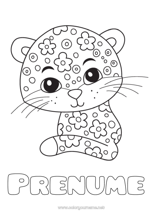 Pagină de colorat de imprimat Drăguț Animal Desene de colorat ușoare Leopard Animale sălbatice din Africa