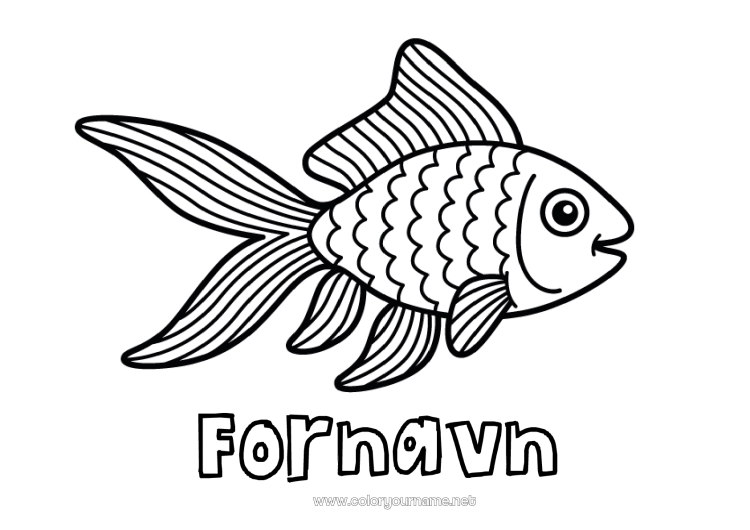 Farvelægningssiden til udskrivning Dyr Fisk Aprilsnar Nem farvelægning Havdyr eller vandlevende dyr
